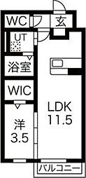 アコード勧修 1LDKの間取図画像