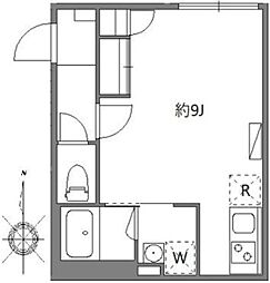 ソラシアレジデンス早稲田 1階ワンルームの間取り