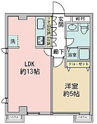 コスモスパジオ用賀 1LDKの間取図画像