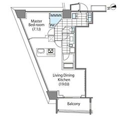 コンフォリア新宿イーストサイドタワー タワー棟 14階1LDKの間取り
