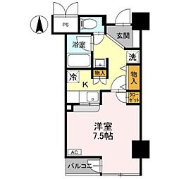 エクセル万代 2階1Kの間取り