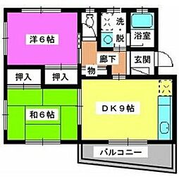 レジデンス沖 2LDKの間取図画像