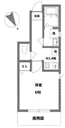 レベアス稲城長沼 1Kの間取図画像