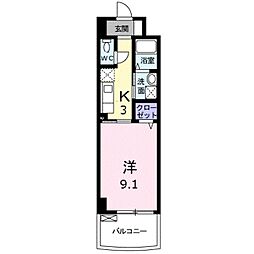 モデラート 3階1Kの間取り