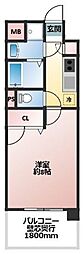 ケリー 1Kの間取図画像