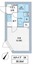 レピュア三ノ輪レジデンスII 4階1Kの間取り