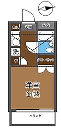 パレス蒔田2 ワンルームの間取図画像