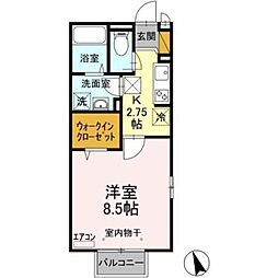 サンエールM.S 1階1Kの間取り