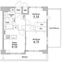 グランパーク町屋 7階2DKの間取り