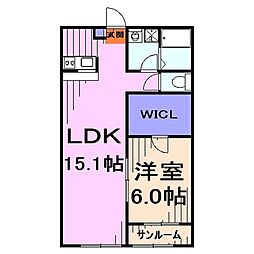 ＩＭＡV 2階1LDKの間取り