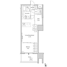 ザ・パークハビオ北千住 8階1LDKの間取り