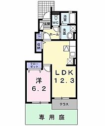 エスペランサ・プラザII 1階1LDKの間取り