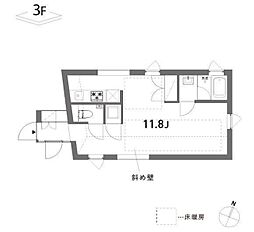 kif annex 3階ワンルームの間取り