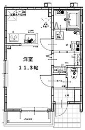 グランソフィア貝柄山 1階ワンルームの間取り