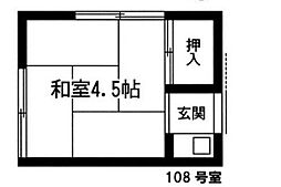 文月荘 1階ワンルームの間取り