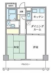 若葉グリーンプラザ八番館 3階2DKの間取り