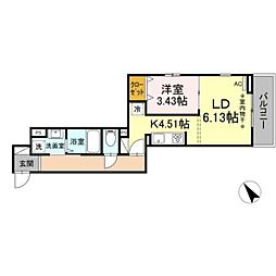 ロゼ　清新 1階1LDKの間取り