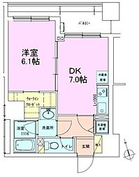 銀座レジデンス参番館 1DKの間取図画像