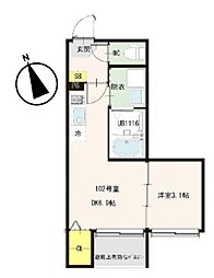 ハーモニーテラス堀切VII 1DKの間取図画像
