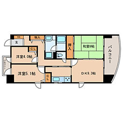 都営浅草線 戸越駅 徒歩4分の賃貸マンション 7階3DKの間取り