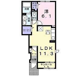 フォリア2 1LDKの間取図画像