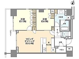 ブランズ渋谷常盤松 2LDKの間取図画像