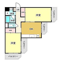 パークハイム林間 2Kの間取図画像