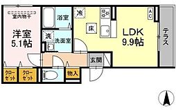 D Paina 矢向 1LDKの間取図画像