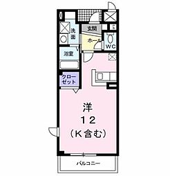 コモドパークハウス 3階ワンルームの間取り