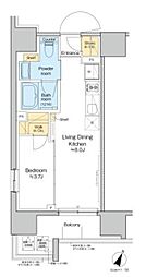 プラウドフラット大井町 8階1LDKの間取り