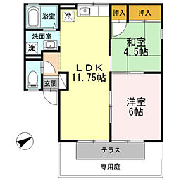 南海加太線 東松江駅 徒歩6分の賃貸アパート 1階2LDKの間取り