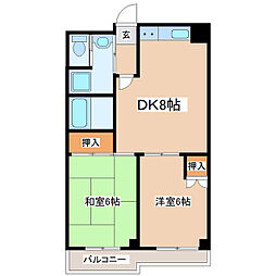 フォルジュ・山田 2DKの間取図画像