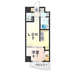 阪急神戸本線 十三駅 徒歩5分の賃貸マンション 5階1LDKの間取り