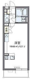ミランダクレールコート新里 2階ワンルームの間取り