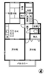 ヴェルドミール 1階3DKの間取り