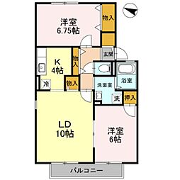 エセルディハイツB棟 2LDKの間取図画像