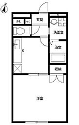 アムール琴2 1Kの間取図画像