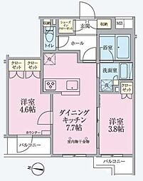 アークマーク練馬 3階2DKの間取り