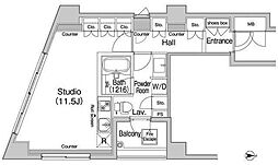 コンフォリア上野広小路 12階ワンルームの間取り