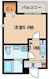 エムズ京急蒲田 3階1Kの間取り