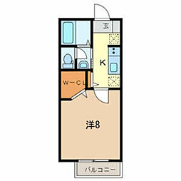 アマービレ 1Kの間取図画像