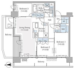 リビオ上野池之端 3LDKの間取図画像