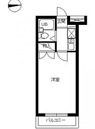 スカイコート多摩川第2 2階1Kの間取り