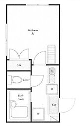 グランヒル磯子 1Kの間取図画像