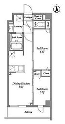 ザ・グラヴィティ新宿 2階2DKの間取り