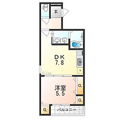 フジパレス高石千代田I番館 3階1DKの間取り