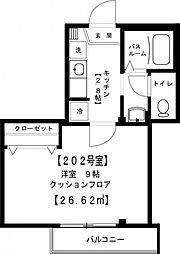 ハイム・カナン 2階1Kの間取り
