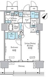 晴海フラッグ ポートヴィレッジ C棟 14階1LDKの間取り