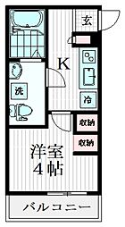 La Vida東長崎 4階1Kの間取り
