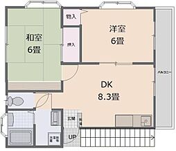 ガーデンハウス山勝5 2DKの間取図画像